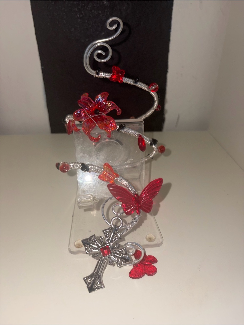 Red gothic butterfly arm cuff